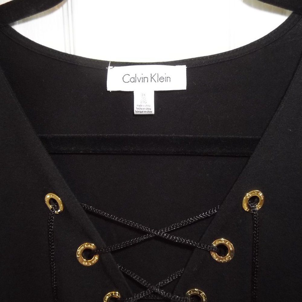Calvin Klein V-Neck Lace Up Tunic - Picture 3 of 4